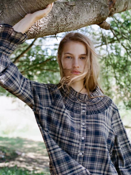 Koszula w kratę indygo Teen XL MANGO TEEN niebieski