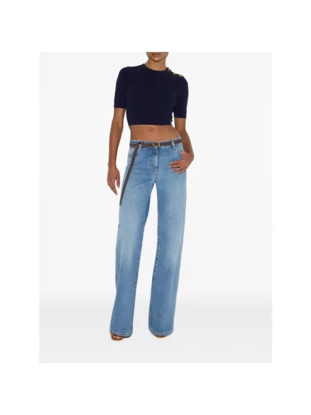 Dzianinowy sweter Elisabetta Franchi niebieski