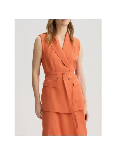 Lniana kamizelka Liu Jo pomarańczowa