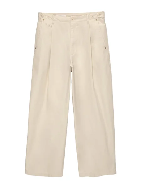 Pull&Bear Pantaloni cutați lână alb