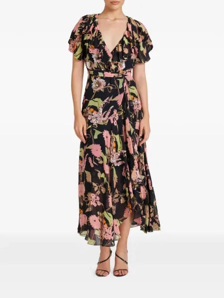 Рокля Temperley London с пайети на цветя черно