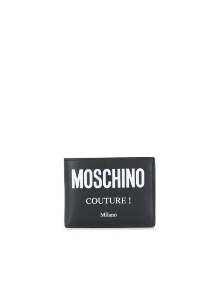 Portfel Moschino skórzany z logo czarny