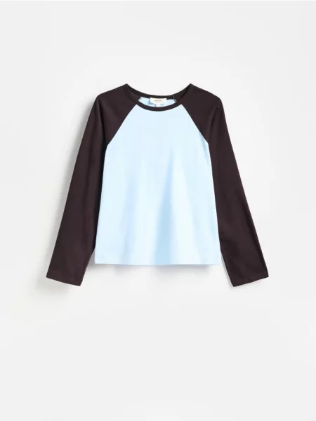 Reserved Tricou cu mânecă lungă din albastru-pal albastru