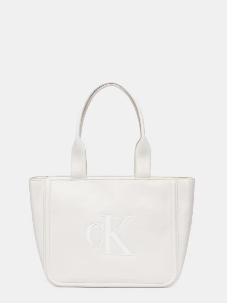 Shopper kabelka Calvin Klein z ekologickej kože biela
