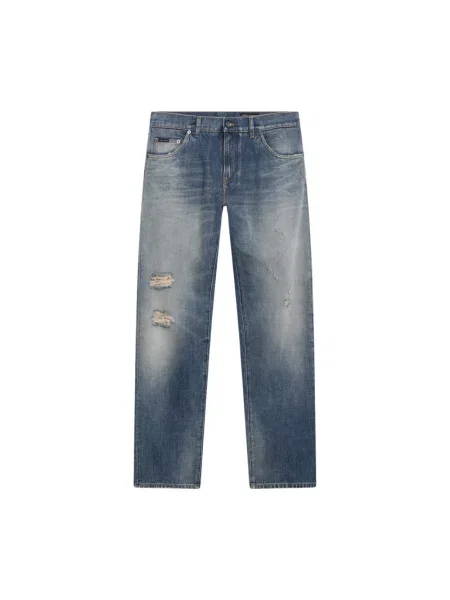 Jeansy straight leg Dolce And Gabbana niebieskie