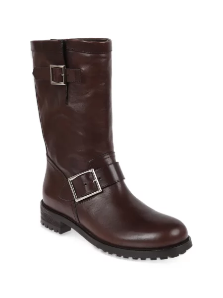 Kožne čizmice Jimmy Choo sa kopčom smeđa