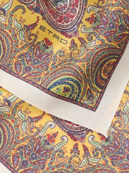Копринен шал Etro с принт с пейсли десен жълто
