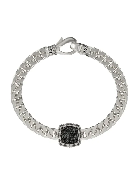 GUESS Náramok OCTAGON PAVE / strieborná čierna
