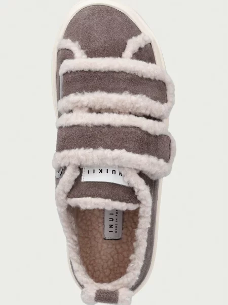 INUIKII Bőr sneakers tornacipő Velcro Shearling szürke