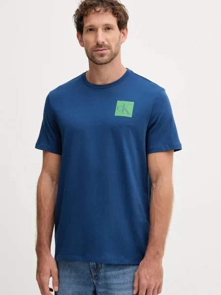 Тениска Calvin Klein Jeans с принт синьо