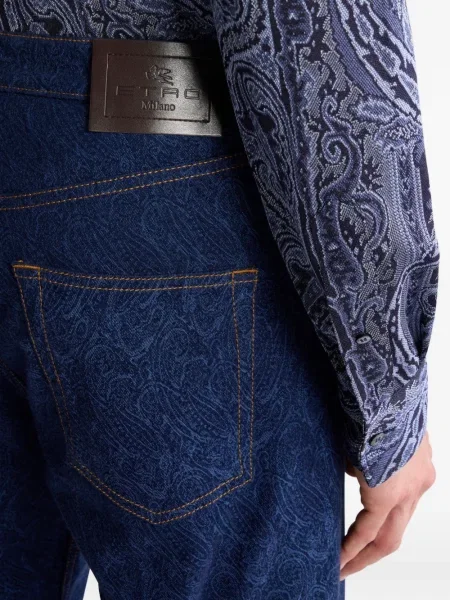 Жакардови дънки Etro с пейсли десен синьо