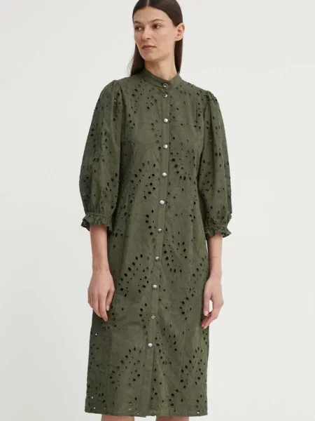 Рокля Bruuns Bazaar ArgyreiaBBMoniika dress къса със стандартна кройка зелено