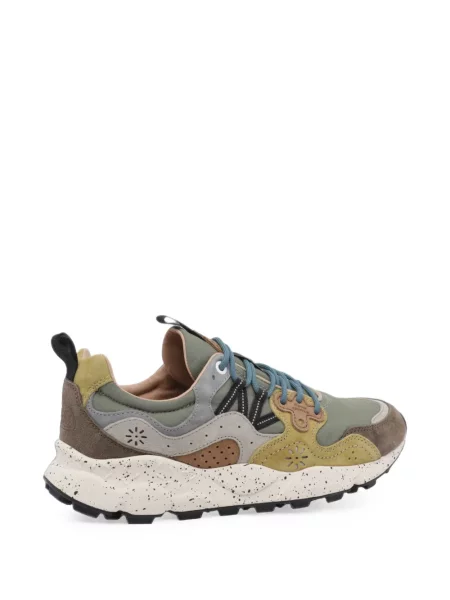 Sneakerși Flower Mountain din piele de căprioară cu model floral maro