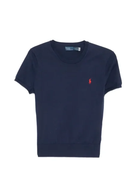Tricou Polo Ralph Lauren cu broderie cu decolteu rotund albastru