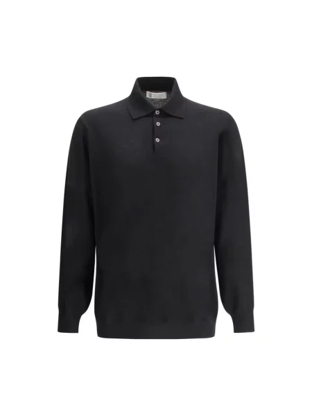 Koszulka polo Brunello Cucinelli wełniana czarna