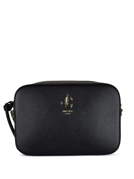 Geantă Jimmy Choo din piele cu autograf negru