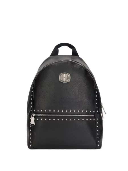 Kožni ruksak Roberto Cavalli sa šiljcima crna