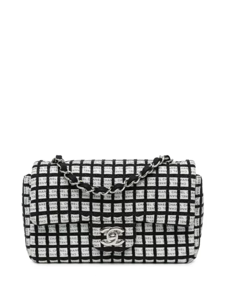 Tvídová klasická mini crossbody kabelka Chanel Pre-owned bílá