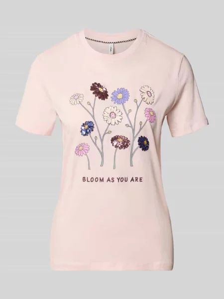 T-shirt o kroju slim fit z czystej bawełny model KITA' Only różowa
