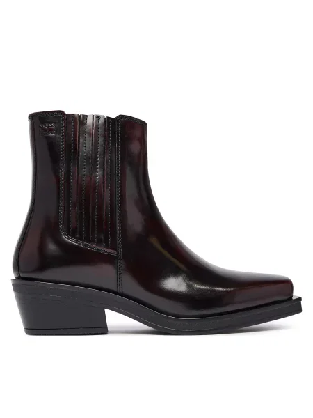 Боти тип челси Tommy Jeans Tjw Brushed Leather Cowboy Boots Тъмнокафяв