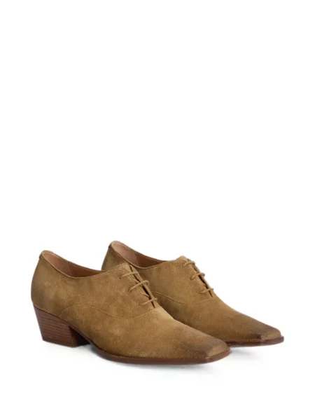 Pantofi Jil Sander cu șireturi din piele de căprioară maro