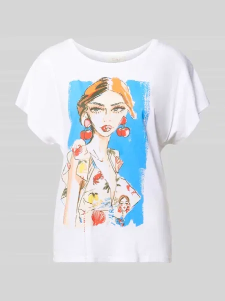 T-shirt o kroju relaxed fit z nadrukiem z motywem Oui biała