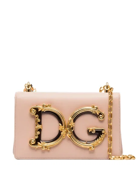 Kožená kožená taška Dolce & Gabbana DG Girls růžová