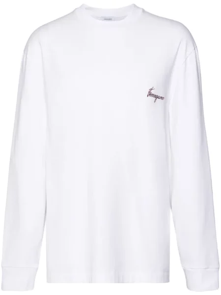 Lung tricou Ferragamo cu imagine alb