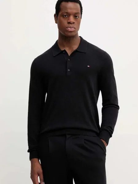 Tommy Hilfiger Pulover s primesjo kašmirja črna