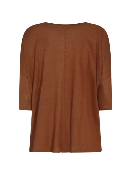 Tricou Not Shy de in cu decolteu în V maro