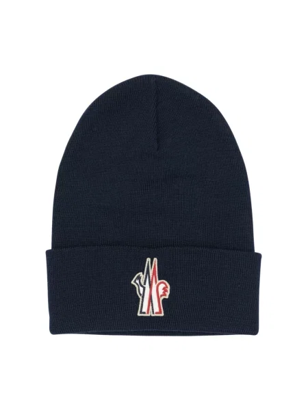 Czapka Moncler wełniana niebieska