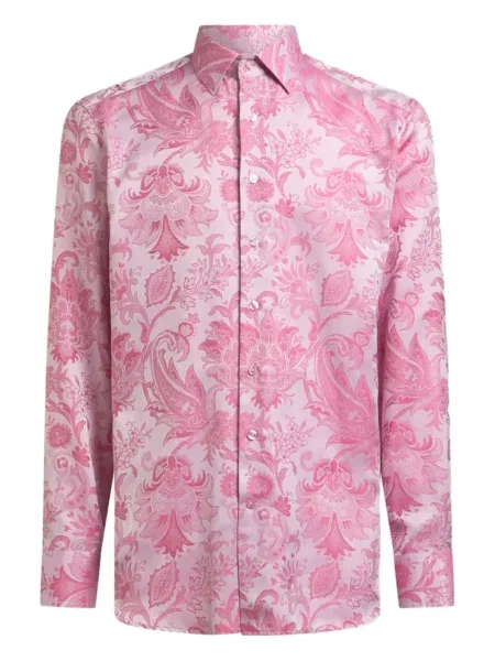 Cămașă Etro cu model paisley din jacard roz