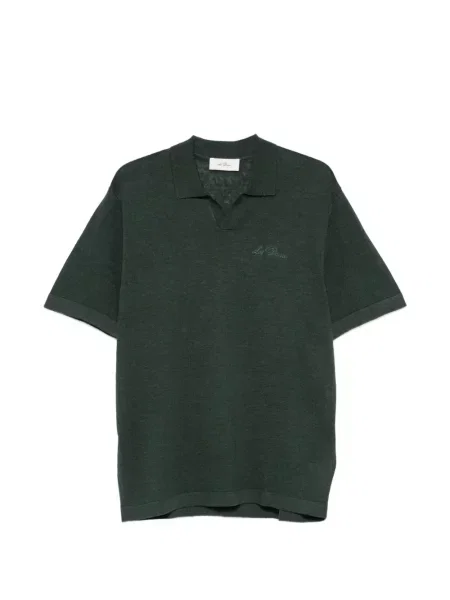 Tricou Les Deux cu broderie tricotate verde