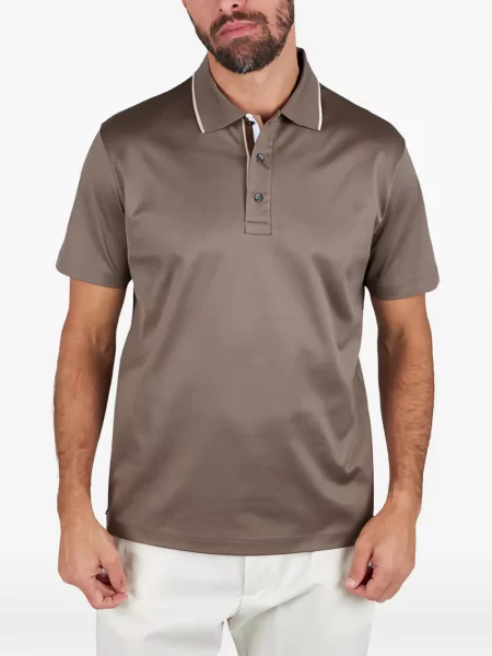 Ριγέ polo Paul & Shark καφέ