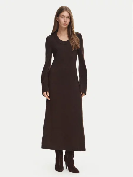 Tommy Hilfiger Rochie tricotată Scoop închis maro
