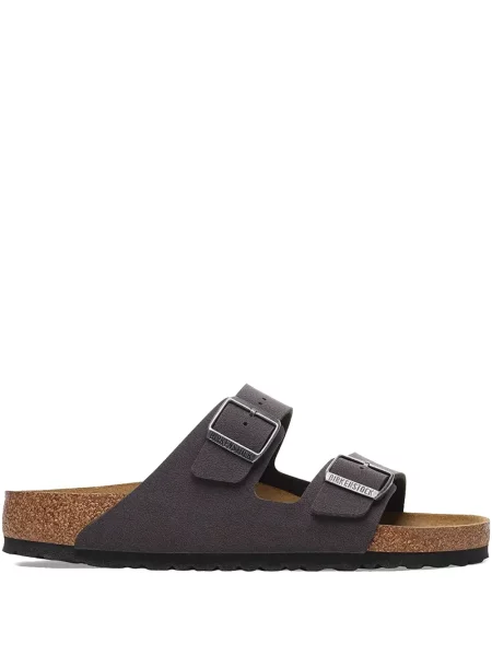 Papuci Birkenstock din piele de căprioară gri