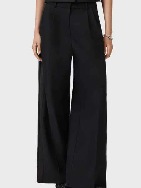 AllSaints pantaloni cu lână lat high waist negru