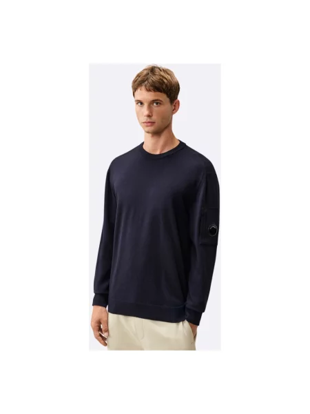 Lniany sweter C.p. Company niebieski