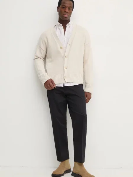 Кардиган з домішкою вовни BOSS бежевий