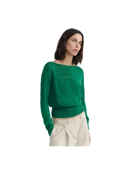 Lniany sweter Thinking Mu zielony