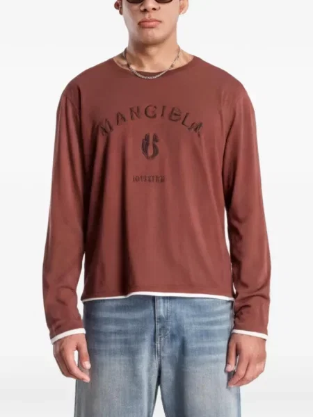 Lung tricou Mm6 Maison Margiela cu imagine maro