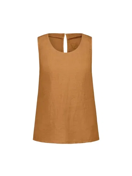 Lniany top 120% Lino elegancki brązowy
