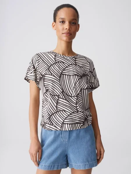 OPUS Tricou Soprinti crem / închis maro