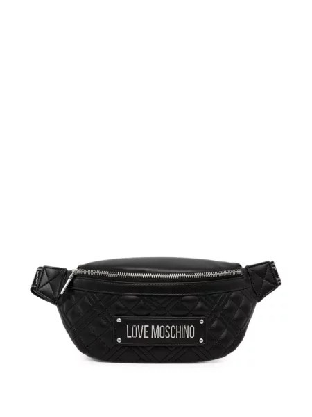 Matlasat curea Love Moschino cu autograf negru