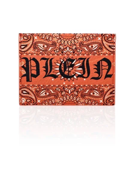 Portfel Philipp Plein skórzany z wzorem paisley pomarańczowy