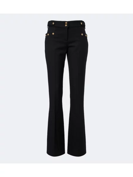 Vlněné kalhoty Balmain černé