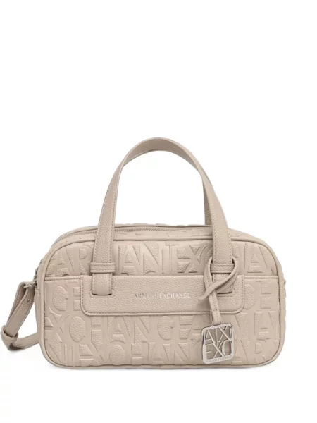 Geantă shopper Armani Exchange din piele cu autograf