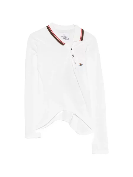Tricou polo Vivienne Westwood cu broderie asimetric alb
