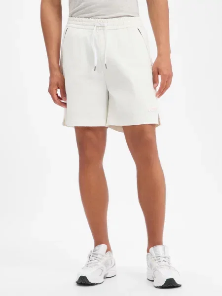 Szorty o kroju relaxed fit do sportu z bocznymi zapinanymi na błyskawiczny model Fisher' Boss Orange białe
