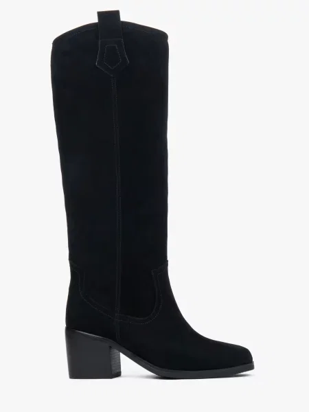 Велюровые сапоги Estro черные